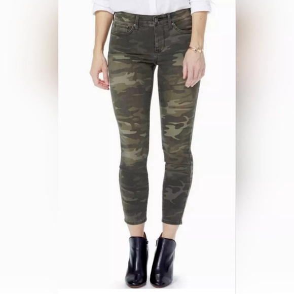 NYDJ Ami Skinny Ankle Jeans 6 Green Camo Stretch Denim High Waist Slim - Picture 1 of 11
